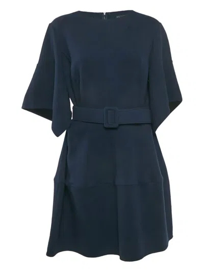 Pre-owned Oscar De La Renta Waist-belt Short Dress In Blue