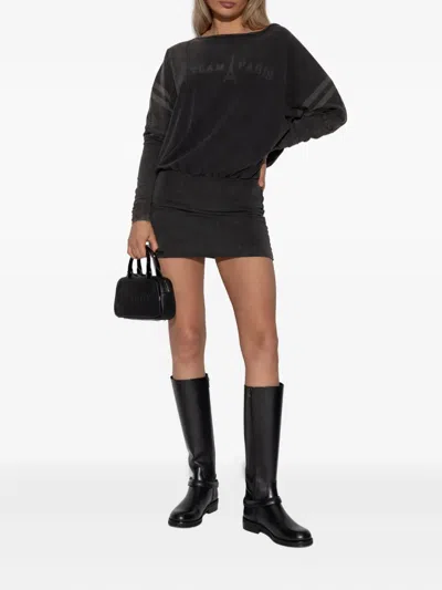Misbhv Team Paris Long-sleeved Mini Dress In Black