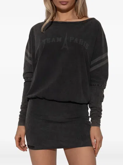 Misbhv Team Paris Long-sleeved Mini Dress In Black