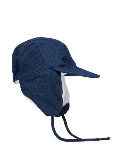 Timberland Logo Earflap Hat In Blue