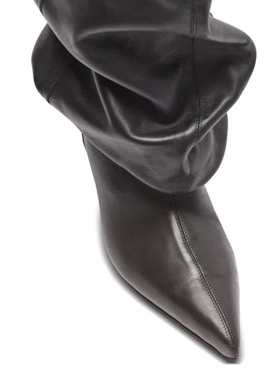 Balmain Leather Wedge Ankle Boots 60 In Black