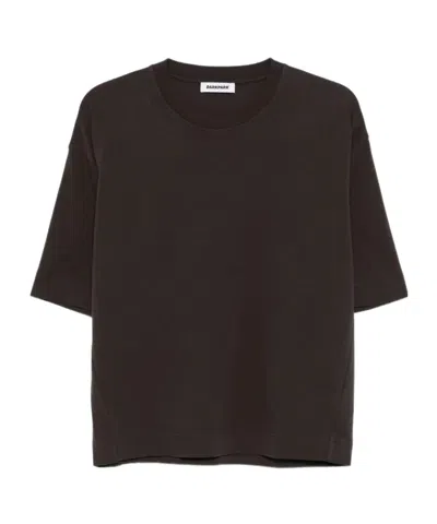 Darkpark Cropped Short-sleeve T-shirt With Round Neckline In Black
