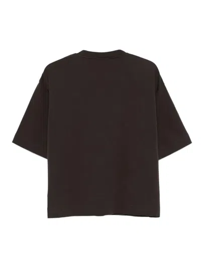 Darkpark Cropped Short-sleeve T-shirt With Round Neckline In Black