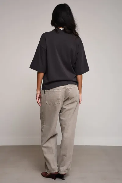 Darkpark Cropped Short-sleeve T-shirt With Round Neckline In Black