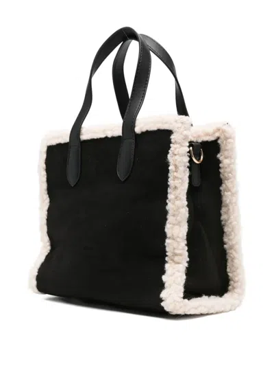 Marc Ellis Buby Shearling-trim Shoulder Bag In Black