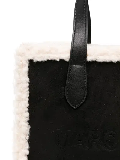 Marc Ellis Buby Shearling-trim Shoulder Bag In Black