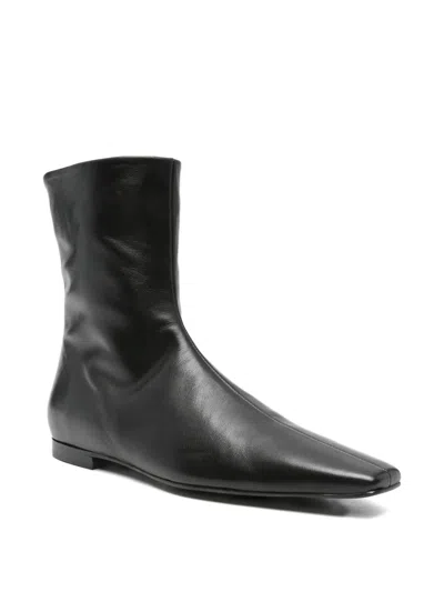 Totême Toteme Flat Side Zip Bootie In Black