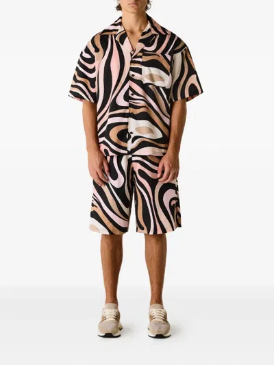 Pucci Marmo Patterned Bowling Shirt In Animal Print