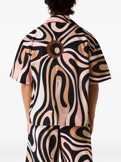 Pucci Marmo Patterned Bowling Shirt In Animal Print