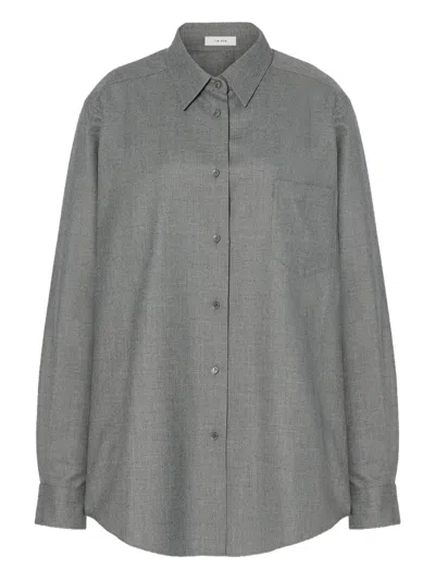 The Row Pino Virgin Wool Shirt In Gray