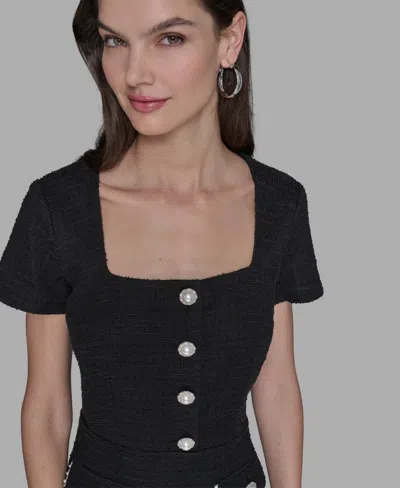 Karl Lagerfeld Tweed Sheath Dress In Black