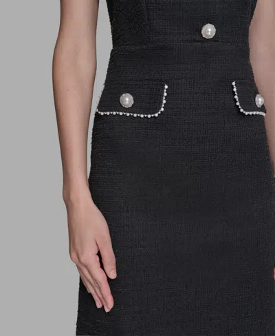 Karl Lagerfeld Tweed Sheath Dress In Black