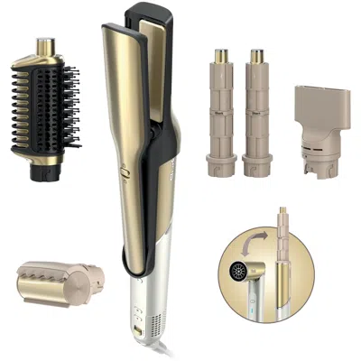 Shark Glam 4-in-1 Hot Tool Air Styling + Drying System Gold- For Straight, Wavy And Bouncy Styles