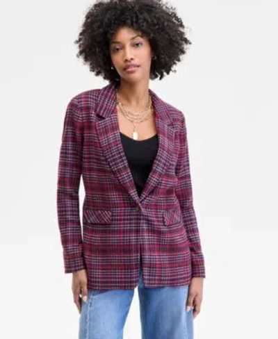 On 34th Womens Plaid Single Button Blazer Xxs 3x Macys Exclusive In Purple