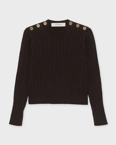 Golden Goose Wool Sweater With Button Detail In Brown
