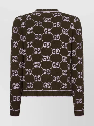 Gucci Wool Cardigan With Front Pockets And Long Sleeves In Green