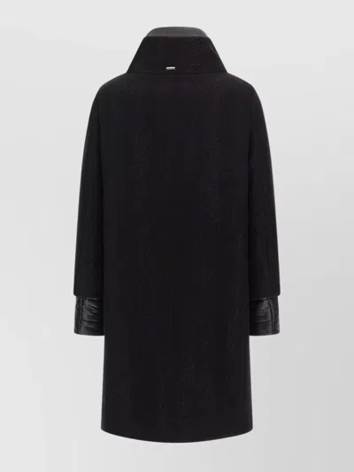 Herno Virgin Wool Coat With High Neck In Black