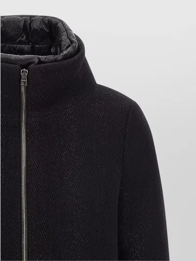 Herno Virgin Wool Coat With High Neck In Black