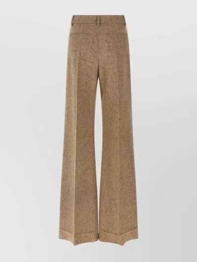 Valentino Pantalone A Palazzo In Lana Sabbia Melangé Donna In Brown