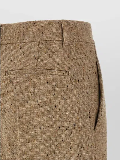 Valentino Pantalone A Palazzo In Lana Sabbia Melangé Donna In Brown