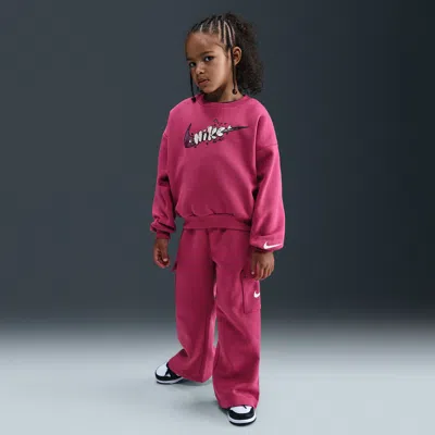 Nike Toddler And Little Girls 2-piece Essentials Crewneck And Cargo Pants Set In Red