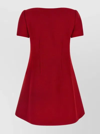 Valentino Bow Detail Dress Scoop Neckline In Red