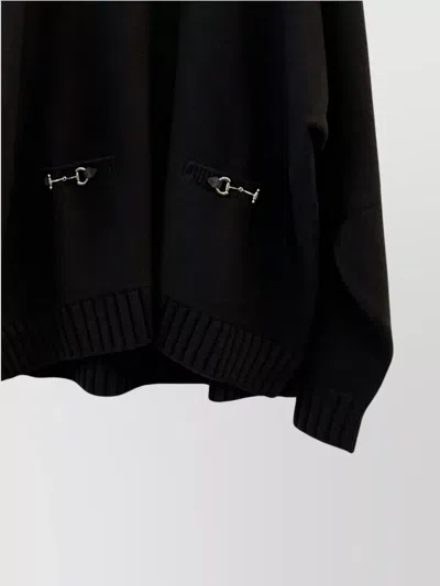 Gucci Wool And Cashmere Turtleneck Sweater With Horsebit In Black