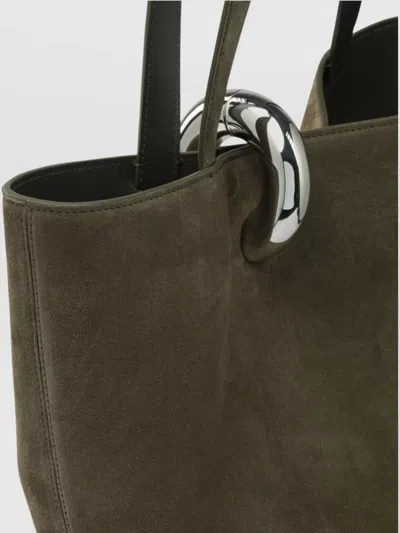 Jacquemus Dual Handle Suede Shoulder Bag In Green