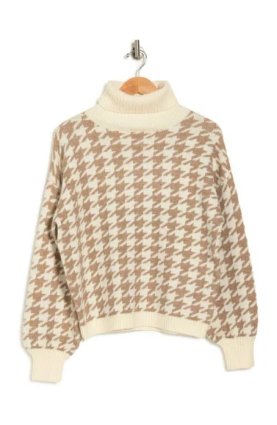 Love Token Houndstooth Turtleneck Pullover Sweater In Multi