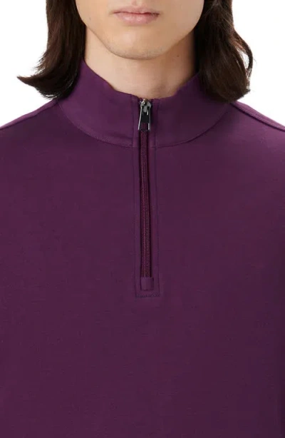 Bugatchi Cotton Quarter Zip Pullover In Purple