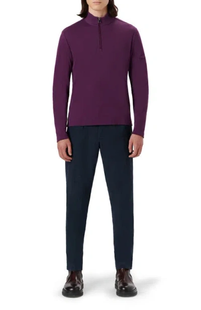 Bugatchi Cotton Quarter Zip Pullover In Purple