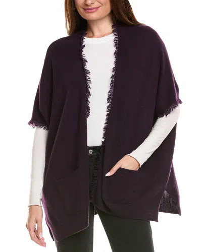 Amicale Cashmere Knit Cashmere Cape In Purple