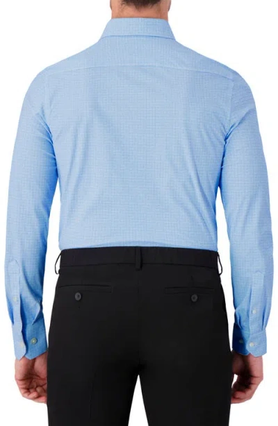 Victor Emmanuel Micro Check Print Tech Stretch Dress Shirt In Blue