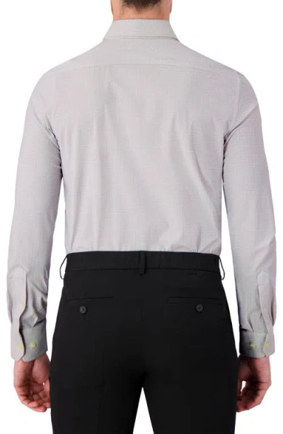 Victor Emmanuel Micro Check Print Tech Stretch Dress Shirt In Gray