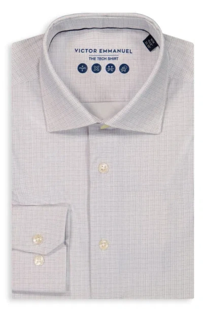 Victor Emmanuel Micro Check Print Tech Stretch Dress Shirt In Gray