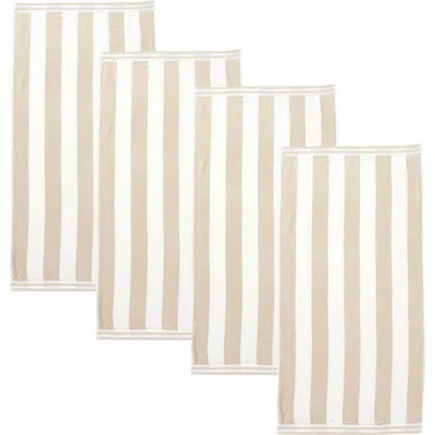 Woven & Weft 4-pack Oversize Stripe Beach Towels In Sand