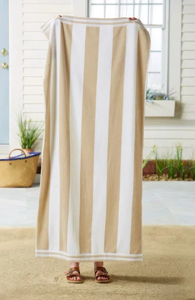 Woven & Weft 4-pack Oversize Stripe Beach Towels In Sand