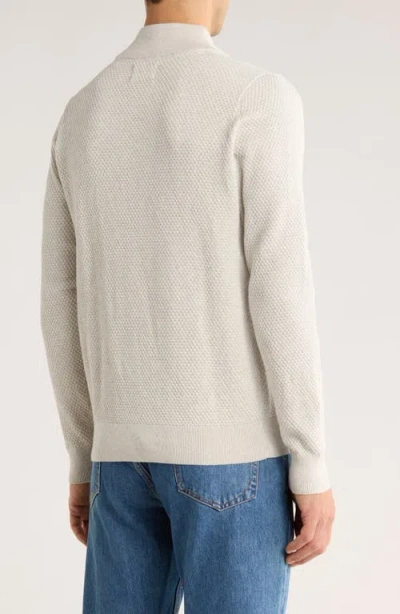 Soul Of London Textured Cotton Quarter Zip Sweater In Neutral