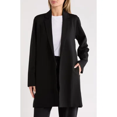 Eileen Fisher Felted Wool Jersey Long Blazer In Regenerative Wool In Black