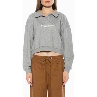 Alexia Admor Kario Crop Polo Sweatshirt In Animal Print