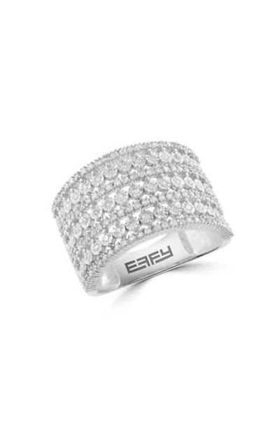 Effy Sterling Silver Diamond Ring In Metallic