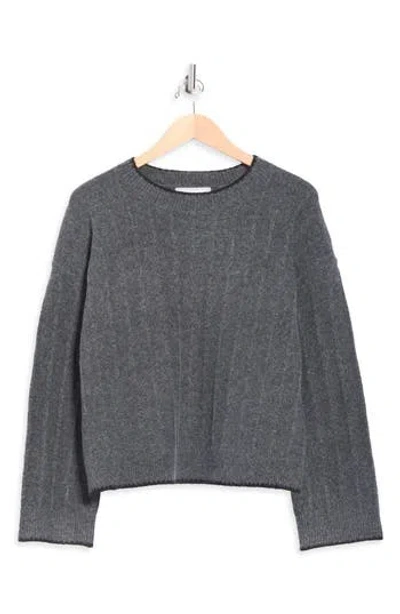 Elodie Contrast Stitch Pullover Sweater In Gray