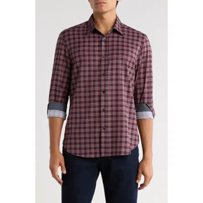 Construct Plaid Print Slim Fit Stretch Button-up Shirt In Multi