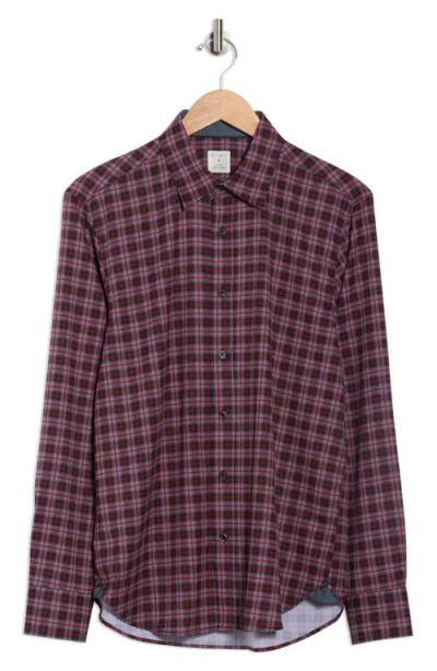 Construct Plaid Print Slim Fit Stretch Button-up Shirt In Multi