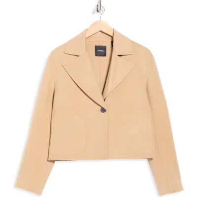 Theory New Divide Double Face Open Front Cardigan In Neutral