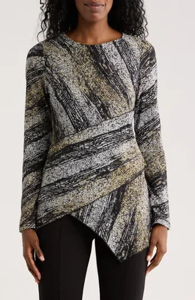 Patrizia Luca Asymmetric Stripe Tunic In Black