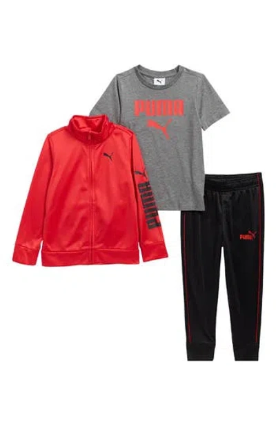 Puma Kids' Tricot Track Jacket, T-shirt & Joggers Set In Multi