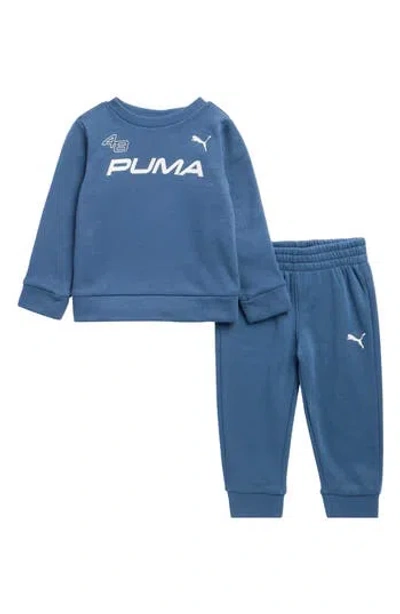 Puma Kids' Fleece Sweatshirt & Joggers Set In Blue