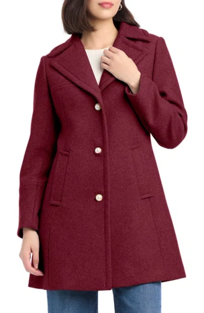 Kate Spade New York Single Breasted Wool Blend Coat In Red