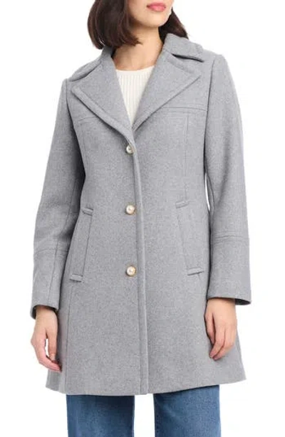 Kate Spade New York Single Breasted Wool Blend Coat In Gray